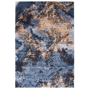 Tapis Sky Marble par ECARPET rectangulaire bleu de 8 pi x 10 pi