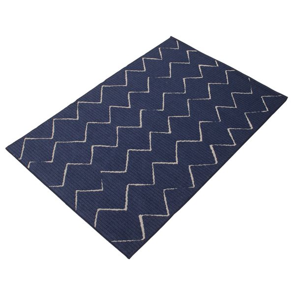 ECARPET Raya 4-ft x 5.5-ft Blue Rectangular Area rug