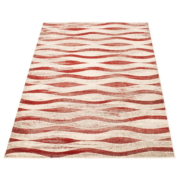 ECARPET Neela 4-ft x 5.5-ft Ivory and Red Rectangular Area rug