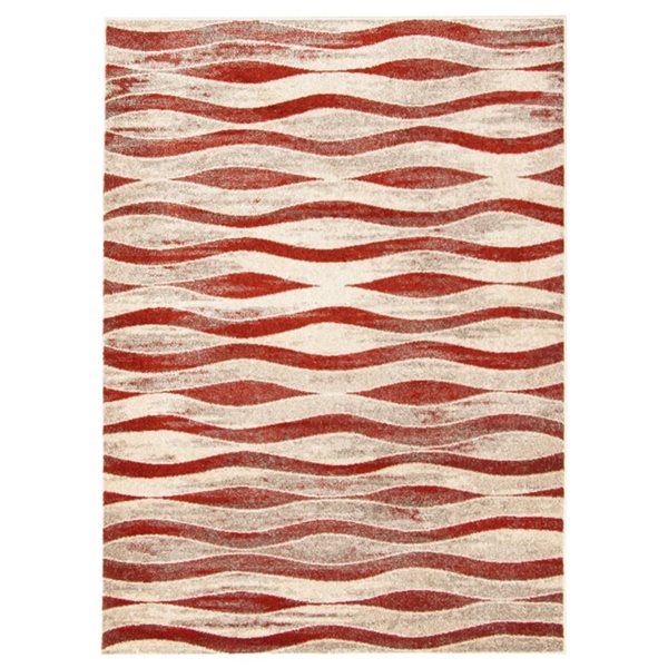 ECARPET Neela 4-ft x 5.5-ft Ivory and Red Rectangular Area rug