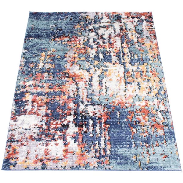 Tapis Morocco Vintage par ECARPET rectangulaire bleu de 4 pi x 6 pi