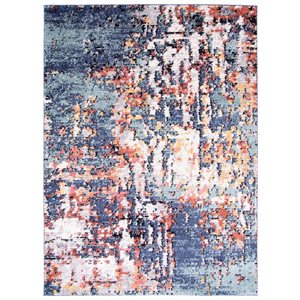 ECARPET Morocco Vintage 4-ft x 6-ft Blue Rectangular Area rug