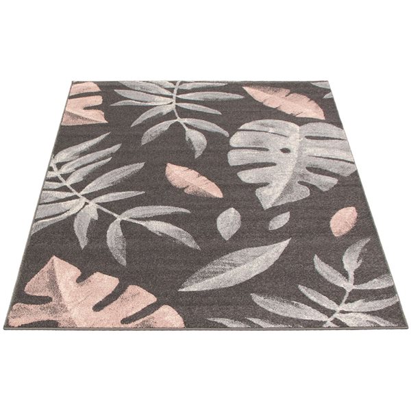ECARPET Presly 5.25-ft x 7.25-ft Anthracite and Pink Rectangular Area rug