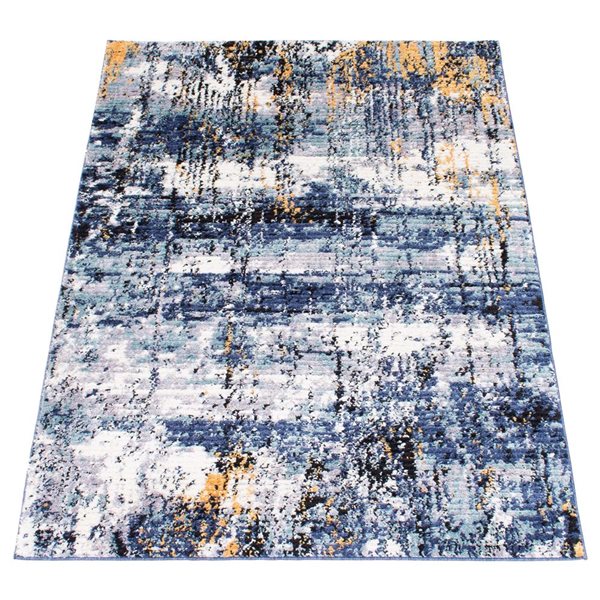 ECARPET Morocco Marble 6.5-ft x 9.5-ft Blue Rectangular Area rug