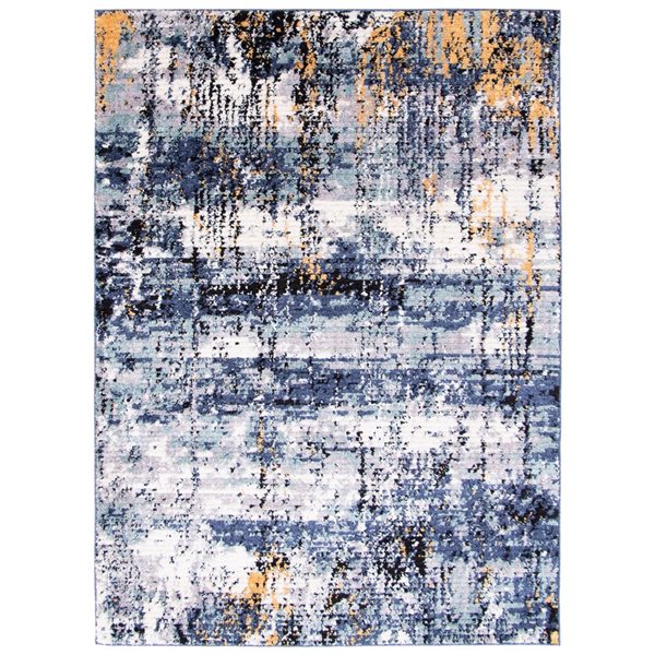 Tapis Morocco Marble par ECARPET rectangulaire bleu de 6,5 pi x 9,5 pi