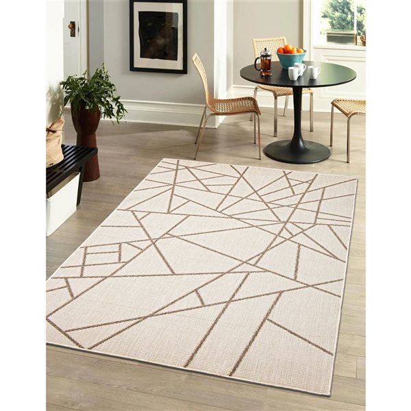 Tapis Sisal Abstract par ECARPET rectangulaire champagne et taupe de 5,25 pi x 7,5 pi