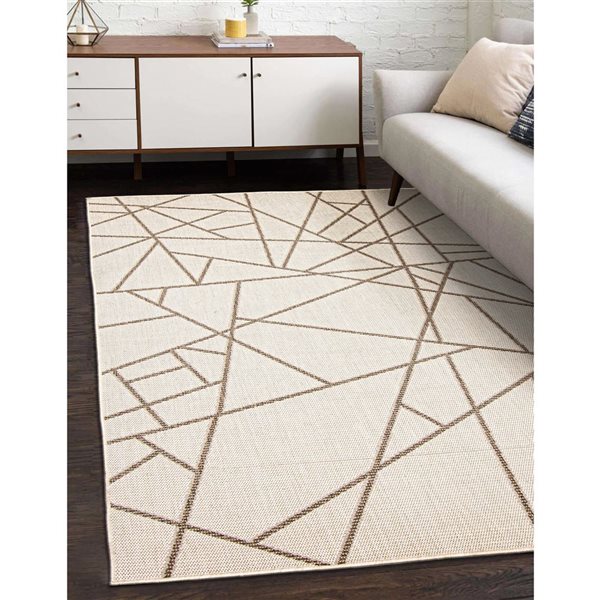 Tapis Sisal Abstract par ECARPET rectangulaire champagne et taupe de 5,25 pi x 7,5 pi