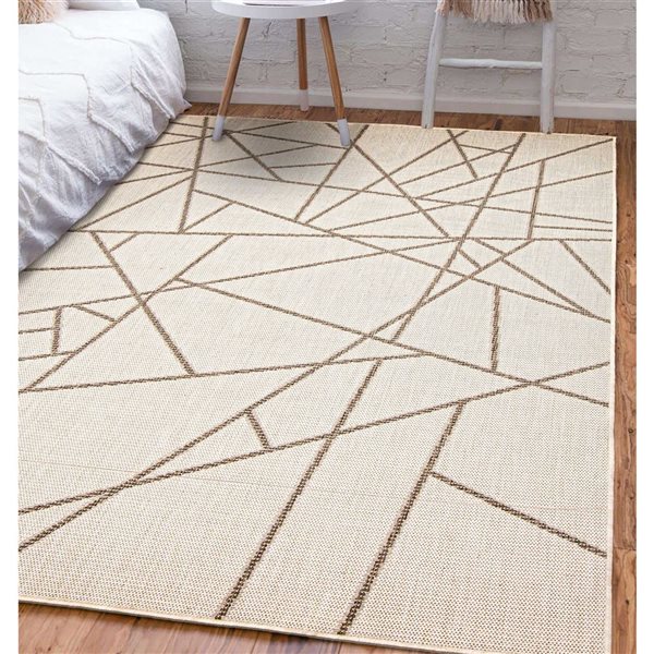 Tapis Sisal Abstract par ECARPET rectangulaire champagne et taupe de 5,25 pi x 7,5 pi