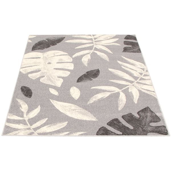 ECARPET Presly 4-ft x 5.5-ft Silver and Anthracite Rectangular Area rug