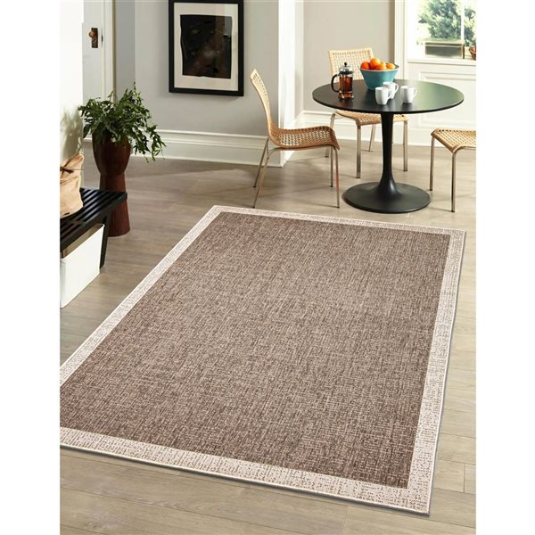 ECARPET Sisal Classic 4-ft x 5.5-ft Taupe and Champagne Rectangular Area rug