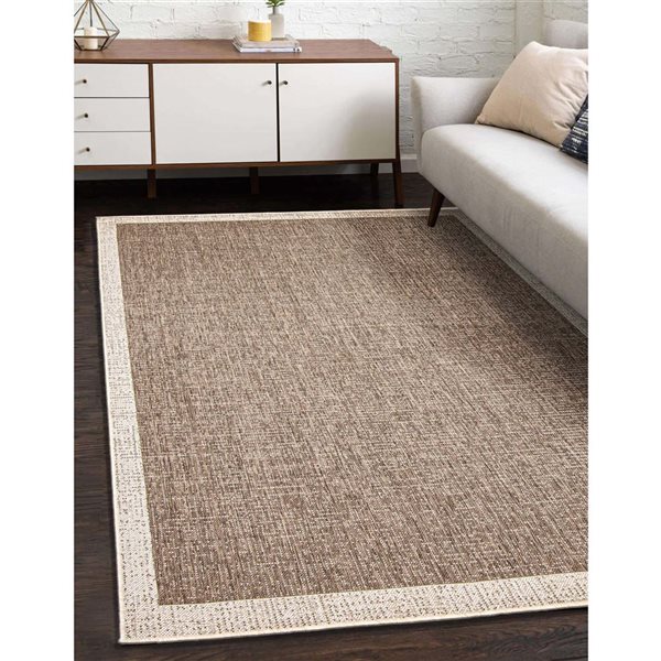 ECARPET Sisal Classic 4-ft x 5.5-ft Taupe and Champagne Rectangular Area rug