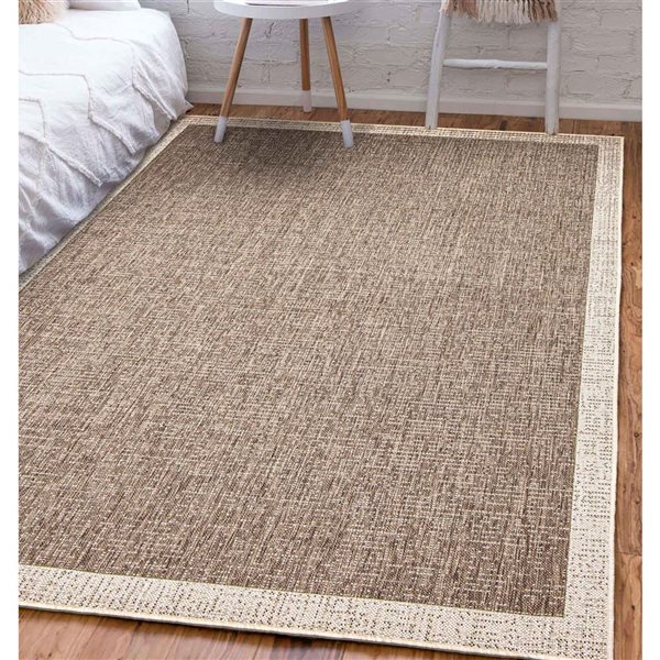 ECARPET Sisal Classic 4-ft x 5.5-ft Taupe and Champagne Rectangular Area rug