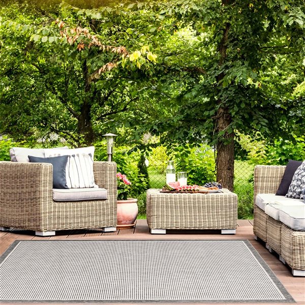 ECARPET Oxford 4-ft x 5.5-ft Grey Rectangular Area rug