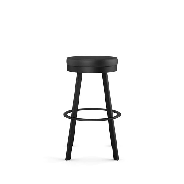 Amisco Industries Swice 30-in Swivel Bar Stool - Black Faux Leather/Black Metal