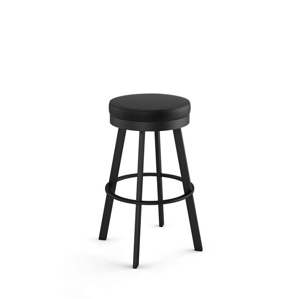 Amisco Industries Swice 30-in Swivel Bar Stool - Black Faux Leather/Black Metal