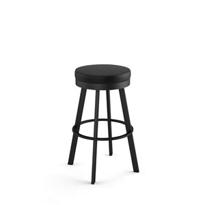 Amisco Industries Swice 30-in Swivel Bar Stool - Black Faux Leather/Black Metal