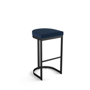 Amisco Industries Lester 26-in Counter Stool - Blue Polyurethane/Black Metal