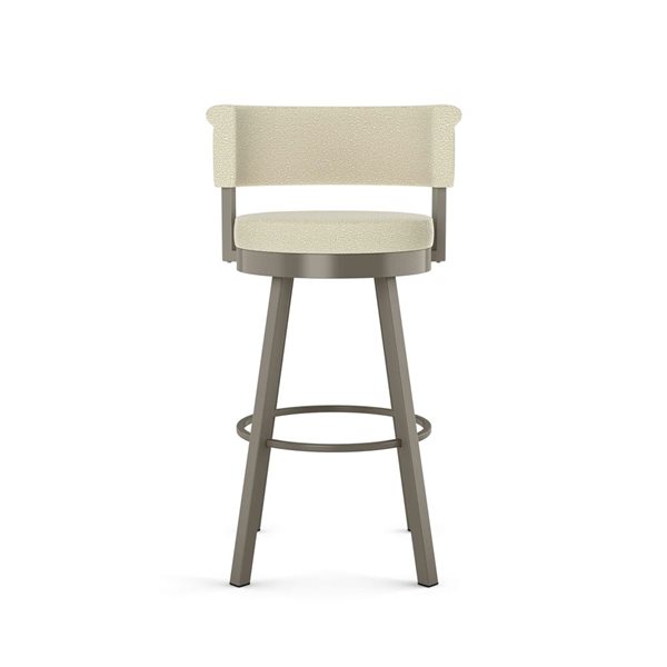 Amisco Industries Rosco 30-in Swivel Bar Stool - Cream Bouclé Polyester/Grey Metal