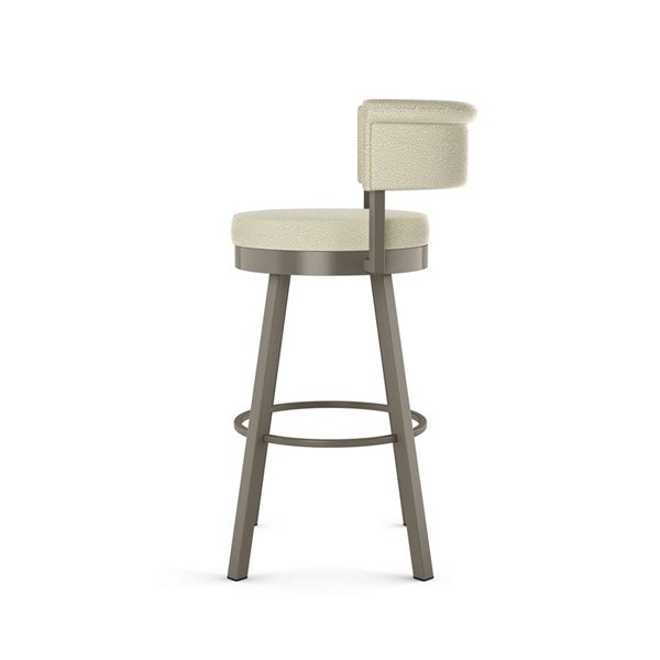 Amisco Industries Rosco 30-in Swivel Bar Stool - Cream Bouclé Polyester/Grey Metal