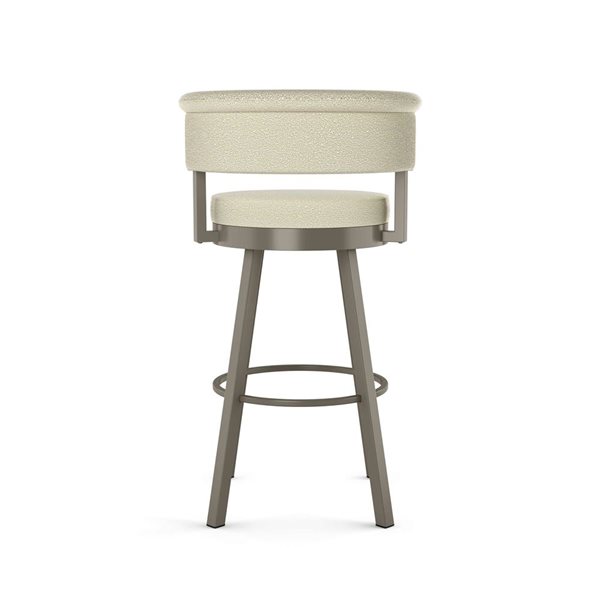 Amisco Industries Rosco 30-in Swivel Bar Stool - Cream Bouclé Polyester/Grey Metal