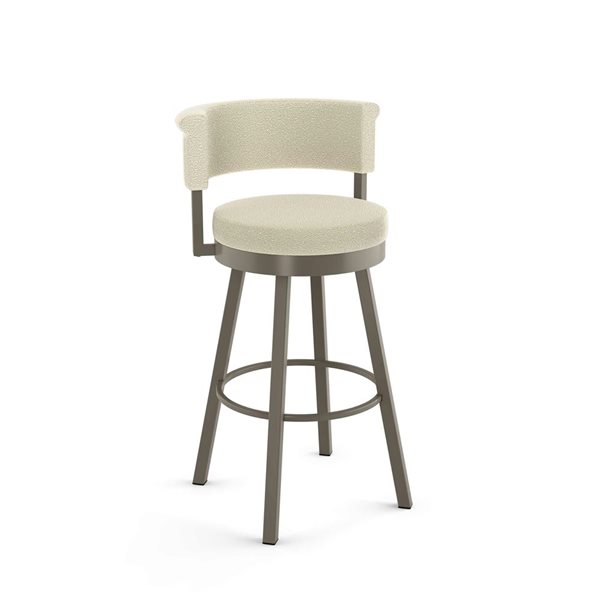 Amisco Industries Rosco 30-in Swivel Bar Stool - Cream Bouclé Polyester/Grey Metal