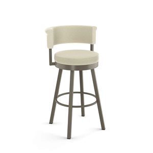 Amisco Industries Rosco 30-in Swivel Bar Stool - Cream Bouclé Polyester/Grey Metal