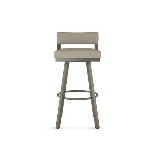 Amisco Industries Travis 30-in Swivel Bar Stool - Greige Faux Leather/Grey Metal