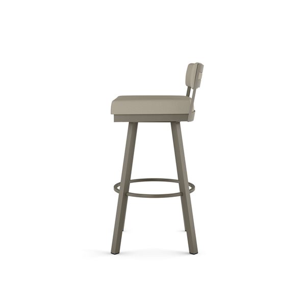 Amisco Industries Travis 30-in Swivel Bar Stool - Greige Faux Leather/Grey Metal