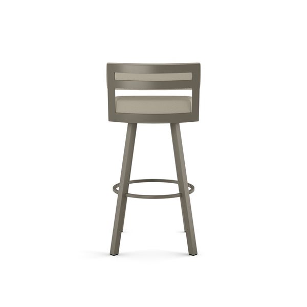 Amisco Industries Travis 30-in Swivel Bar Stool - Greige Faux Leather/Grey Metal