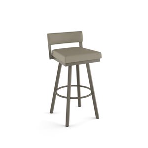 Amisco Industries Travis 30-in Swivel Bar Stool - Greige Faux Leather/Grey Metal