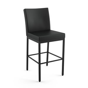 Amisco Industries Perry Plus 26-in Counter Stool - Black Faux Leather/Black Metal
