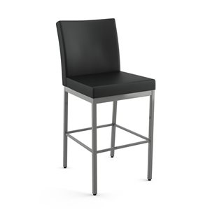 Amisco Industries Perry Plus 30-in Bar Stool - Black Faux Leather/Metallic Grey Metal