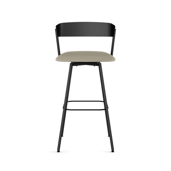 Amisco Industries Ludwig 26-in Swivel Counter Stool - Greige Faux Leather/Black Metal