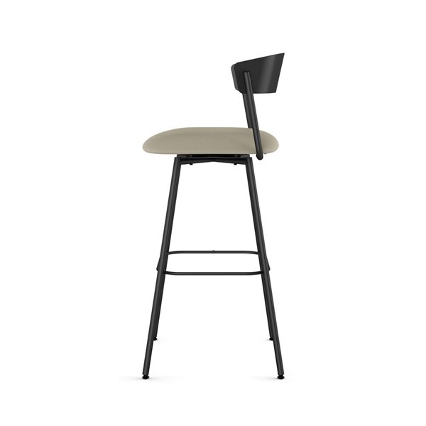 Amisco Industries Ludwig 26-in Swivel Counter Stool - Greige Faux Leather/Black Metal