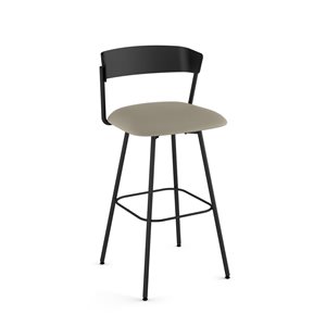 Amisco Industries Ludwig 26-in Swivel Counter Stool - Greige Faux Leather/Black Metal