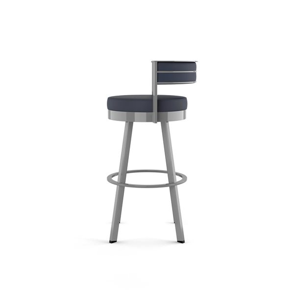 Tabouret comptoir pivotant Amisco Industries Browser 26 po en similicuir bleu foncé/métal gris