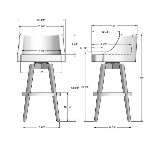 Tabouret de bar pivotant Amisco Industries Nolan 30 po en similicuir crème/bois brun