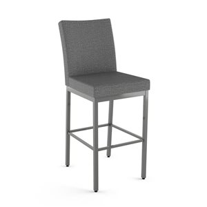 Tabouret de bar Amisco Industries Perry 30 po en tissu gris/métal gris brillant