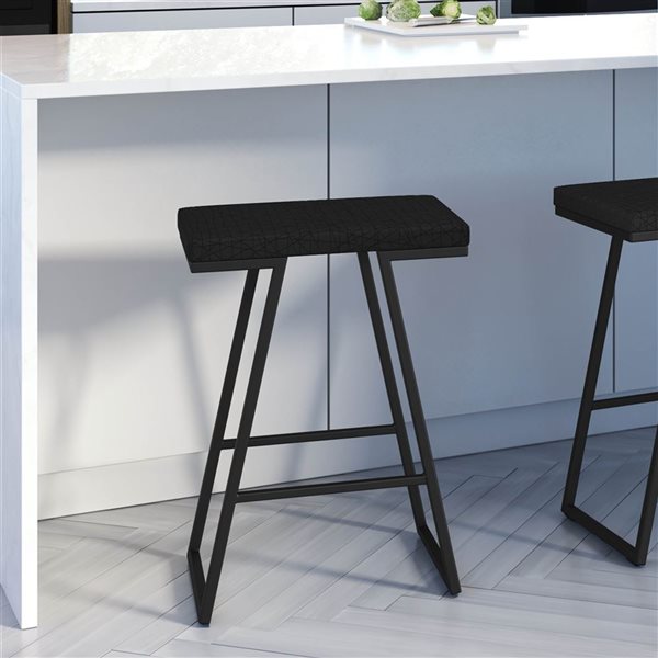 Amisco Industries Axis 30-in Bar Stool - Black PVC/Black Metal
