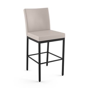 Amisco Industries Perry Plus 30-in Bar Stool - Cream Faux Leather/Black Metal