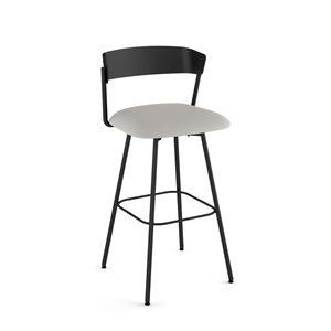 Amisco Industries Ludwig 30-in Swivel Bar Stool - Light Grey Polyester/Black Metal