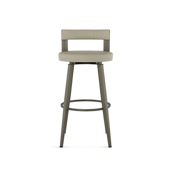 Amisco Industries Paramont 26-in Swivel Counter Stool - Greige Faux Leather/Grey Metal