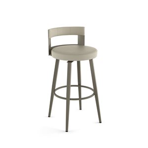 Amisco Industries Paramont 26-in Swivel Counter Stool - Greige Faux Leather/Grey Metal