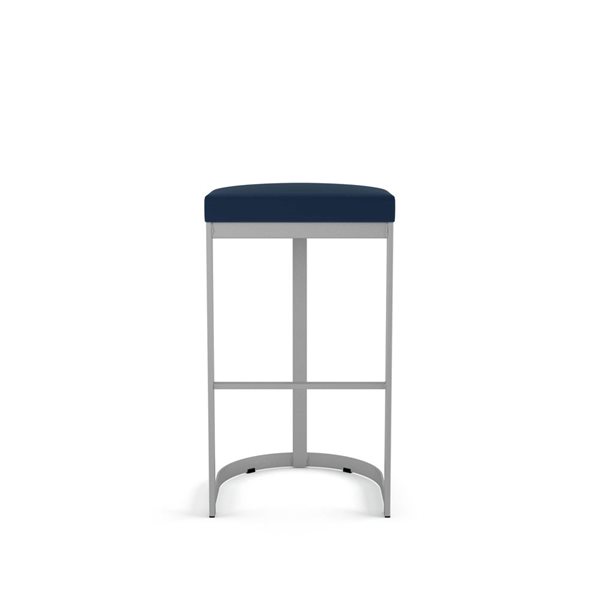 Tabouret de comptoir Amisco Industries Lester 26 po en polyuréthane bleu/métal gris argenté