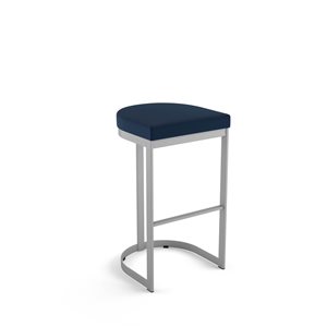 Tabouret de comptoir Amisco Industries Lester 26 po en polyuréthane bleu/métal gris argenté