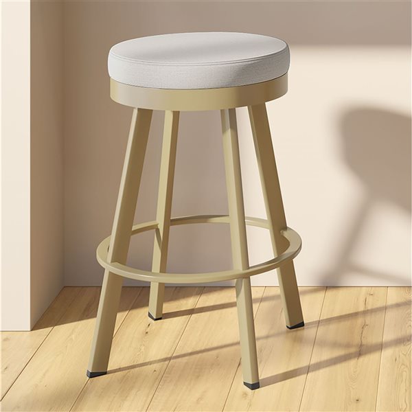 Amisco Industries Swice 30-in Swivel Bar Stool - Light Grey Polyester/Golden Metal