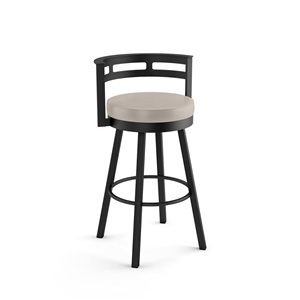Amisco Industries Render 26-in Swivel Counter Stool - Cream Faux Leather/Black Metal
