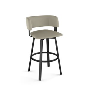 Amisco Industries Stinson 26-in Swivel Counter Stool - Greige Faux Leather/Black Metal