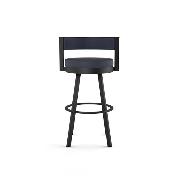 Tabouret bar pivotant Amisco Industries Browser 30 po en similicuir bleu foncé/métal noir