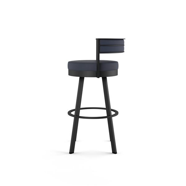 Tabouret bar pivotant Amisco Industries Browser 30 po en similicuir bleu foncé/métal noir